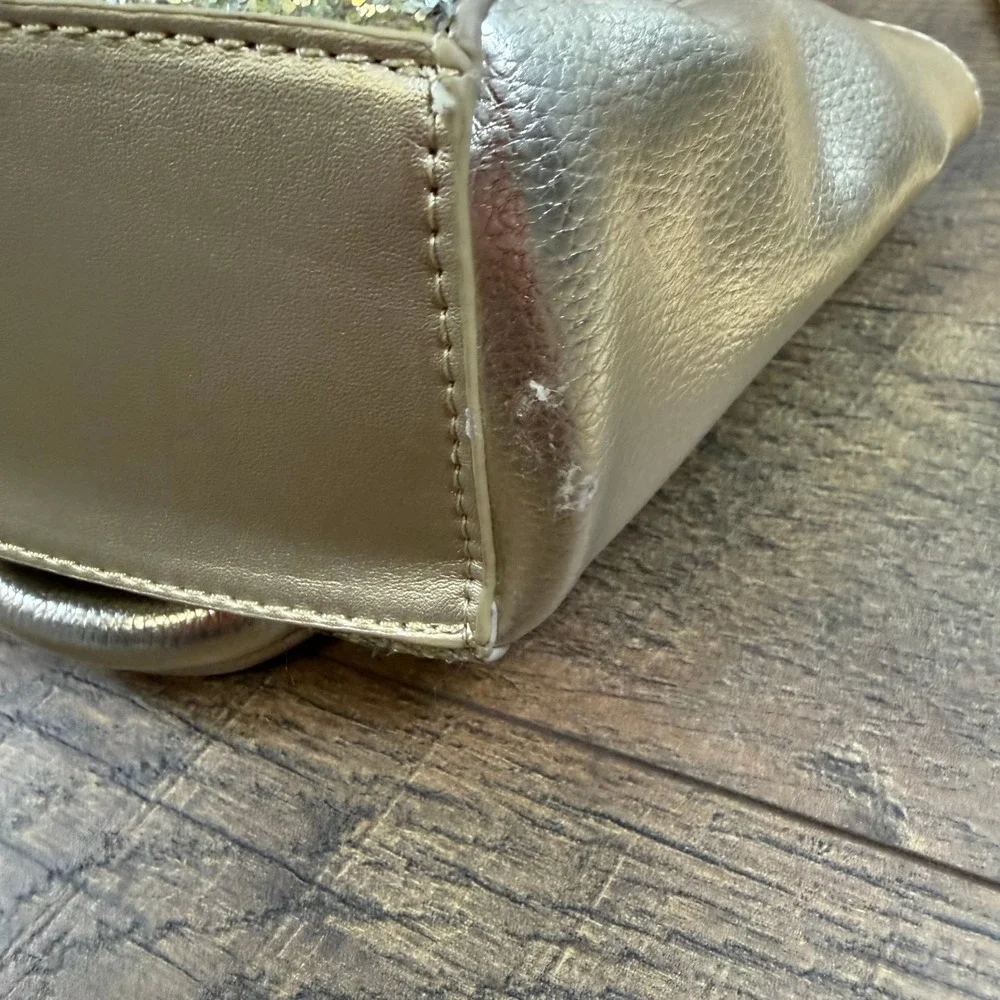 Chloe K New York Gold Glitter‎ Studded Mini Satchel Bag